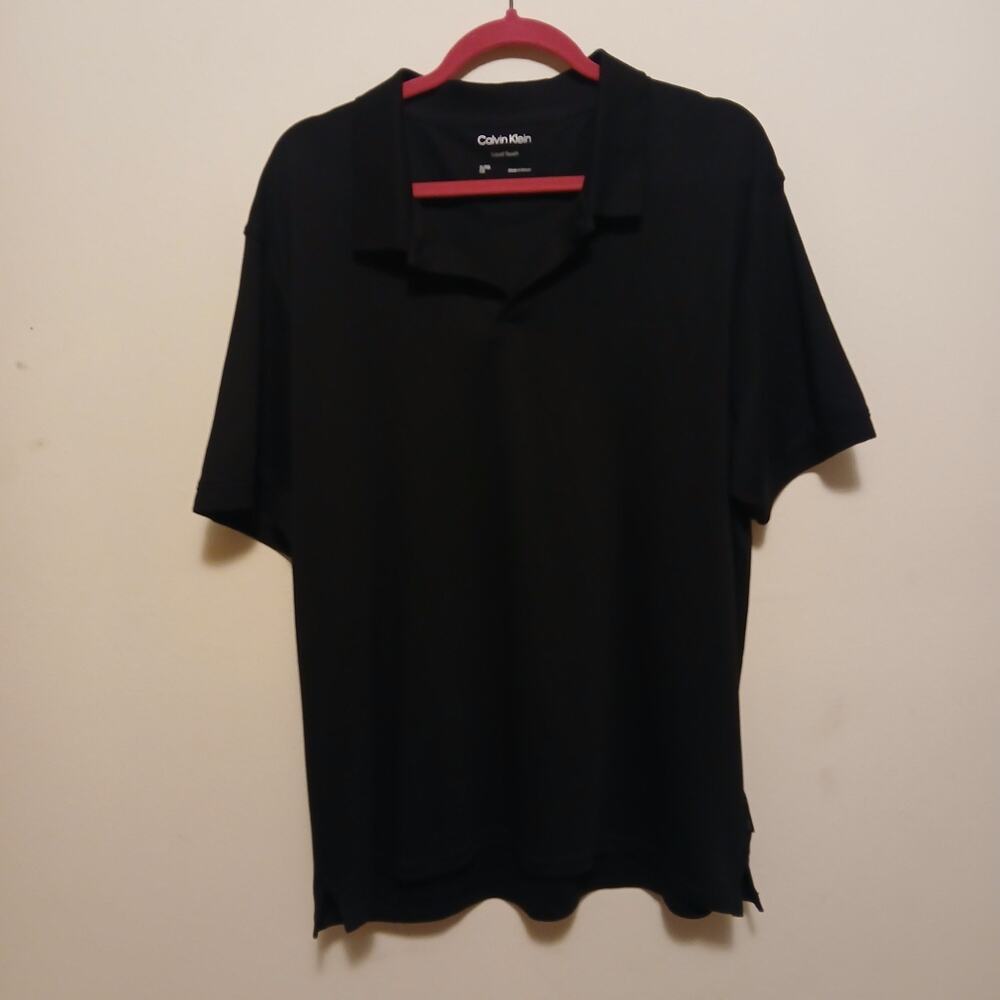 Mens Calvin Klein Liquid Touch XL Black Collard Shirt